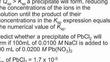 17.3 Part 2 Solubility Products