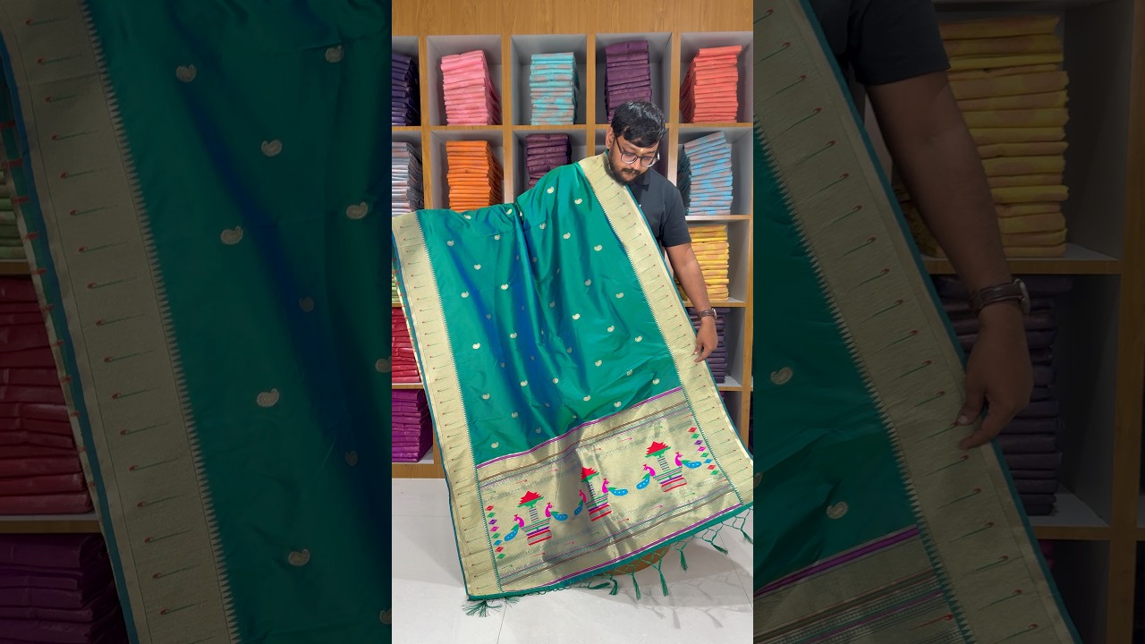 Dupatta - Pure Zari Traditional Peacock Motifs Paithani Dupatta