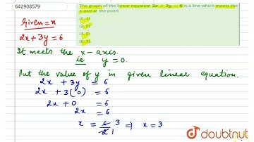The graph of the linear equation `2x + 3y = 6` is a line which meets the |Class 11 MATH | Doubtnut