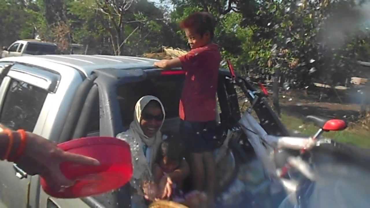 Songkran / Thai New Year 2013 in Khmer Surin, Thailand, from the back of a pickup. Part 2
