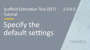 Scaffold Estimation Tool (SET) | Specify the default settings