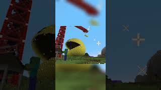 Giant Pac Man Built by Zombies! Tesla Gun vs Ghosts!  #minecraft #peashooter #wintermelon