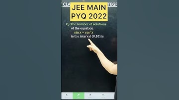 The number of solutions of the equation sin x = 𝑐𝑜s^2 𝑥 in the interval (0,10) is  jee main