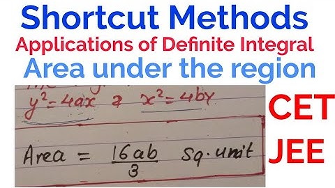 Short cut Methods,Application of Definite Integrals,CET,JEE,12th maths,MHT-CET,Shortcut Methods JEE