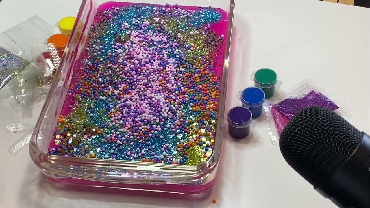 SLIME ASMRMixing NEON PINK SLIME TURN IN TO A PURLE GALAXY WHN I