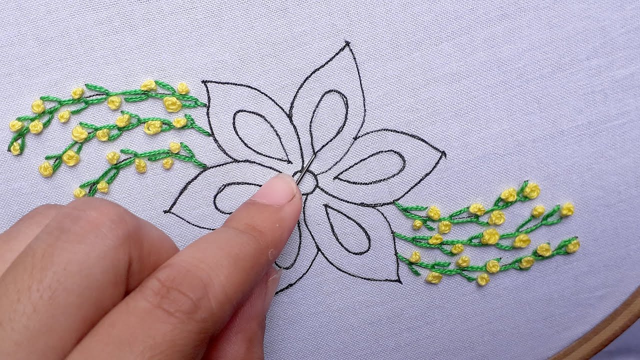 Hand Embroidery amazing flower design#16 with super easy stitch 