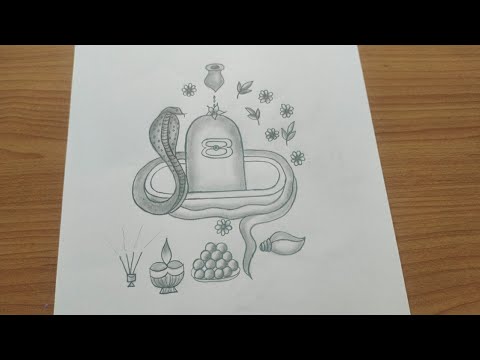Shivarathri drawing | How to draw a Shivalingam | Lingam drawing with