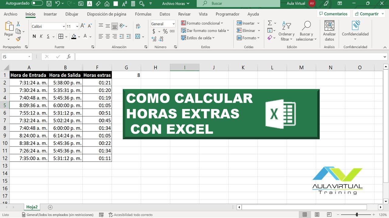 Como Calcular Horas Extras con Excel - YouTube