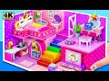 Build Purple Unicorn House with 4 Cutest Room using Polymer Clay, Cardboard ❤️ DIY Miniature House