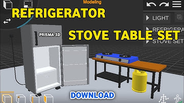 Refrigerator And Stove Table Set 3D Model | Prisma 3D | | Low Poly 3d Model |