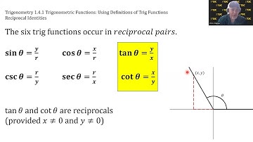 Trigonometry Video 1.4.1 Reciprocal Identities