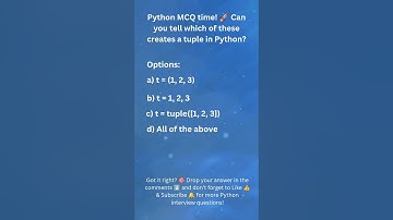 Python Tuple MCQ | Interview Question #shorts #python #excel