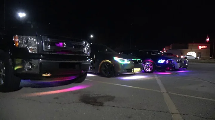 Few cars with Glowe Industries underglow kits lined up.