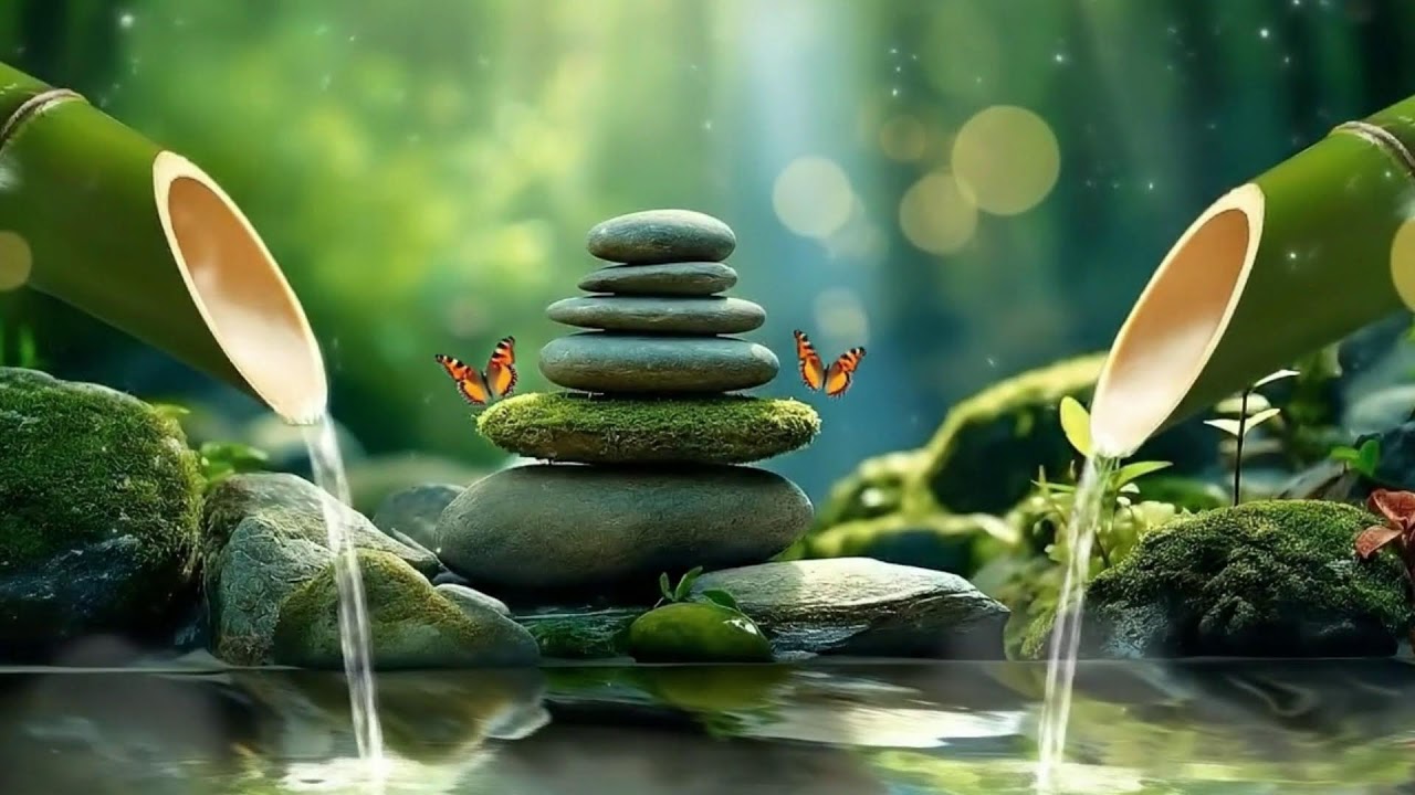 Relaxing Piano Music with Water Flow for Stress Relief