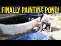Painting the backyard koi pond