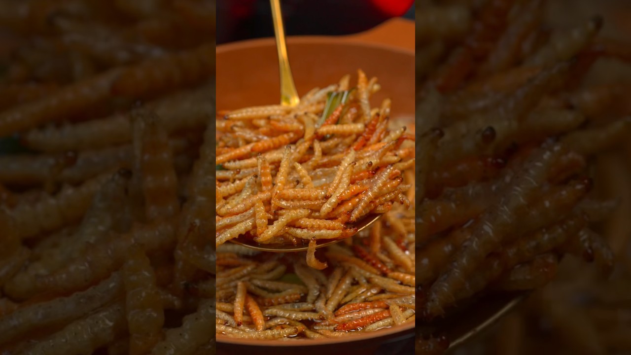 ถ้าเอาหนอนรถดว่นมาแทนเฟรน์ฟรายด์ #cooking #shorts