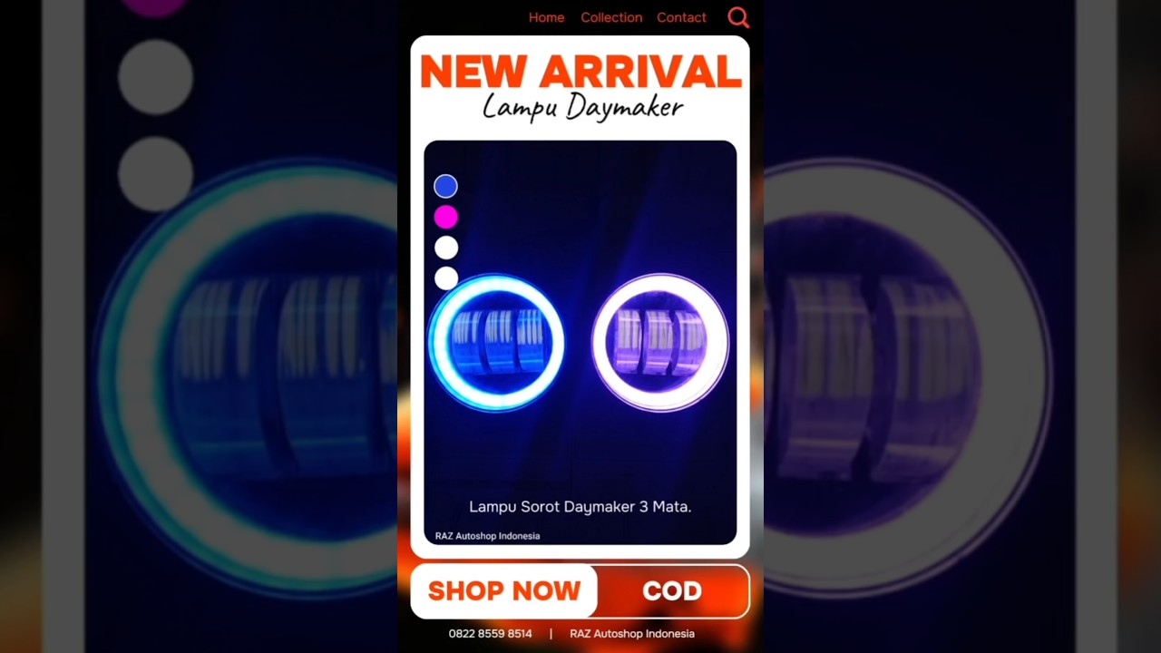 Lampu Sorot Daymaker 3 Mata Mobil/Motor Super Bright 