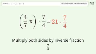 Solve x-3/7x-21=0: Linear Equation Video Solution | Tiger Algebra