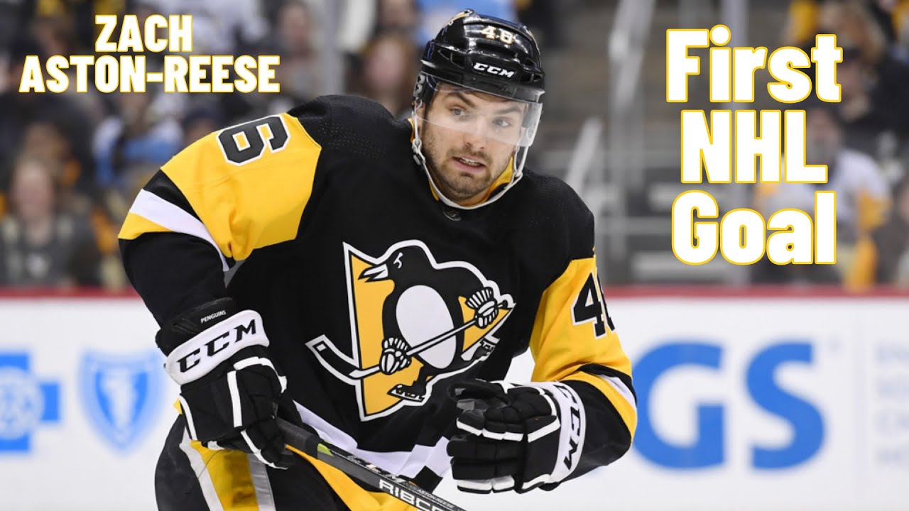Zach Aston-Reese #46 (Pittsburgh Penguins) first NHL goal Feb 13, 2018