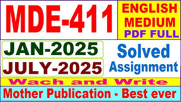MDE 411 solved assignment 2025 || mde 411 solved assignment 2025 in English || ignou mde411 2025