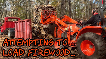 #156 Loading Firewood IBC Totes into Roll Off Truck Using Kubota Tractor