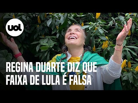 Regina Duarte diz que faixa de Lula é falsa e toma pito de Elisa Lucinda