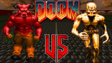 Baron of Hell vs Arch-Vile - Classic Doom II : Versus Battle - Monster Infighting - Retro Boss Arena
