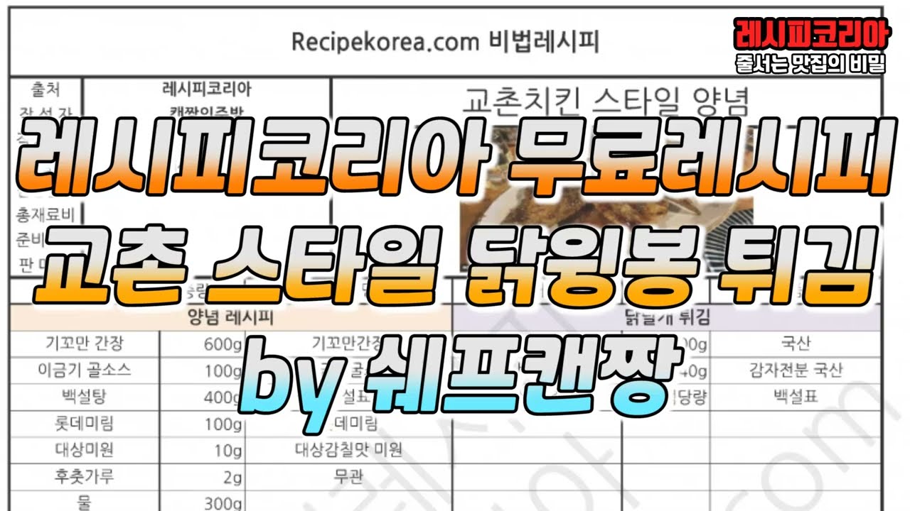 교x 스타일 닭윙봉 튀김 무료 레시피