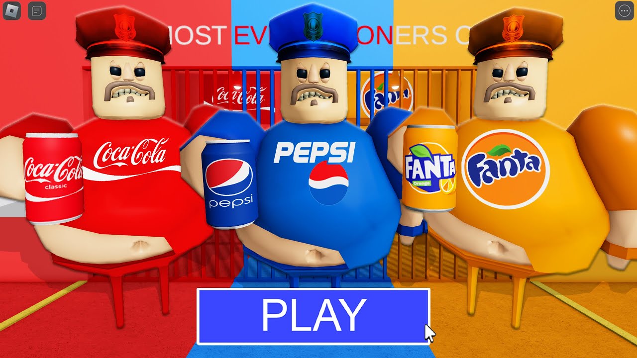 COCA-COLA BARRY Vs PEPSI BARRY Vs FANTA BARRY in BARRY'S PRISON RUN! New Scary Obby (#Roblox)