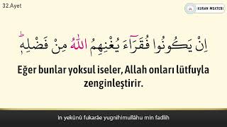 Nur suresi anlamı dinle hızlı okuyuşu Davut Kaya (Nur suresi arapça yazılışı okunuşu ve meali)