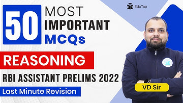 RBI Assistant Prelims Super Marathon | Best 50 Questions | Reasoning | Revision & Preparation