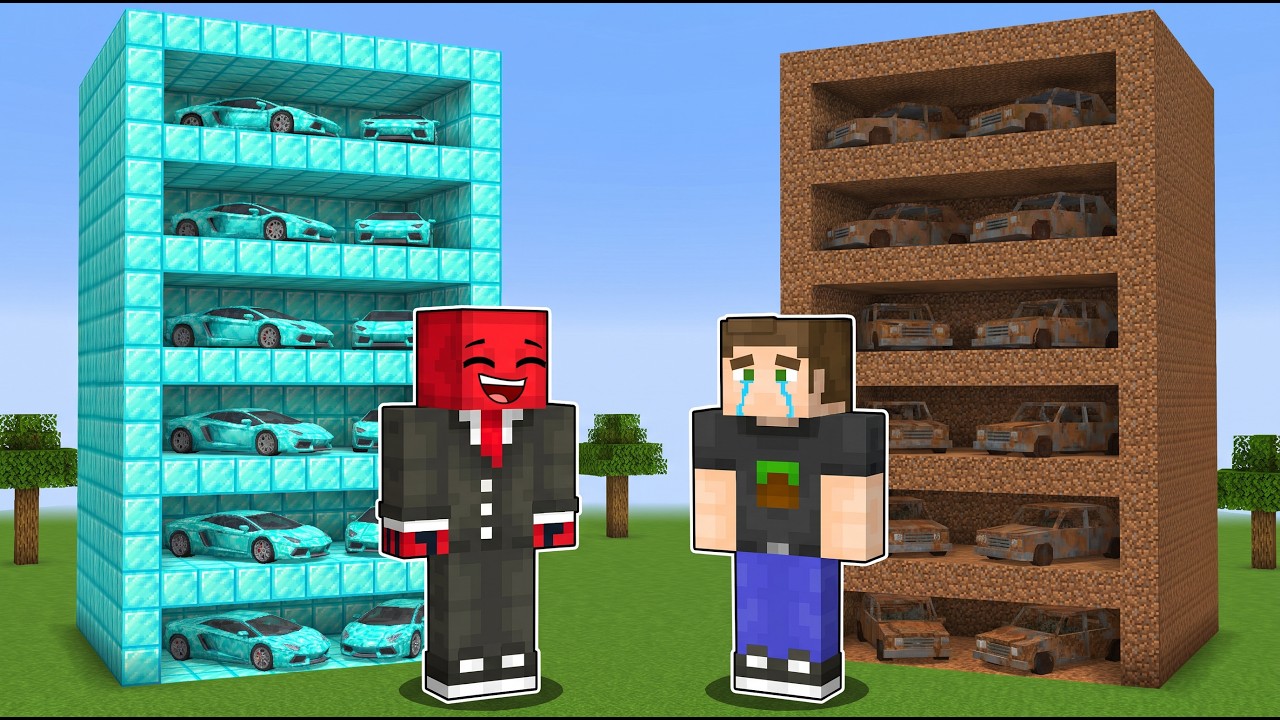 ZENGİN vs FAKİR: Apartman Araba Garajı (Minecraft)