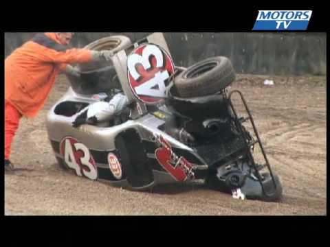 Big crash in the Legends race at Brands Hatch.