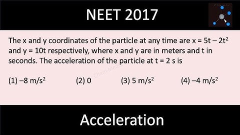 The x and y coordinates of the particle at any time are x = 5t – 2t2 and y = 10t respectively,