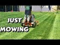 Relaxing Lawn Mowing Footage, Mow Tall Grass and Wet Grass, Slow Motion, Drone, Stripes