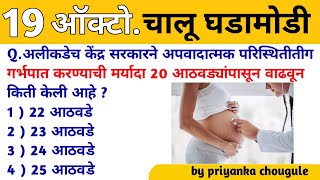 19th October 2021 || Current Affairs In Marathi || चालू घडामोडी २०२१ || By Priyanka Chougule Madam.