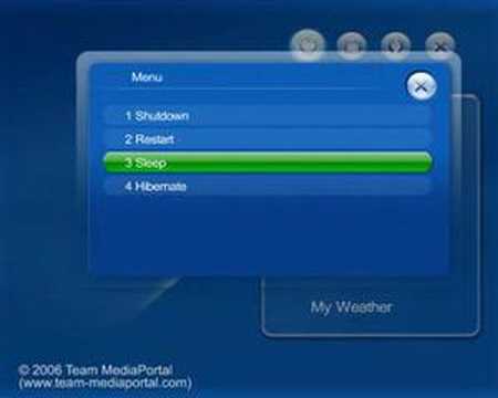 MediaPortal Home screen