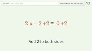 Solve 5x-2-3x=0: Linear Equation Video Solution | Tiger Algebra