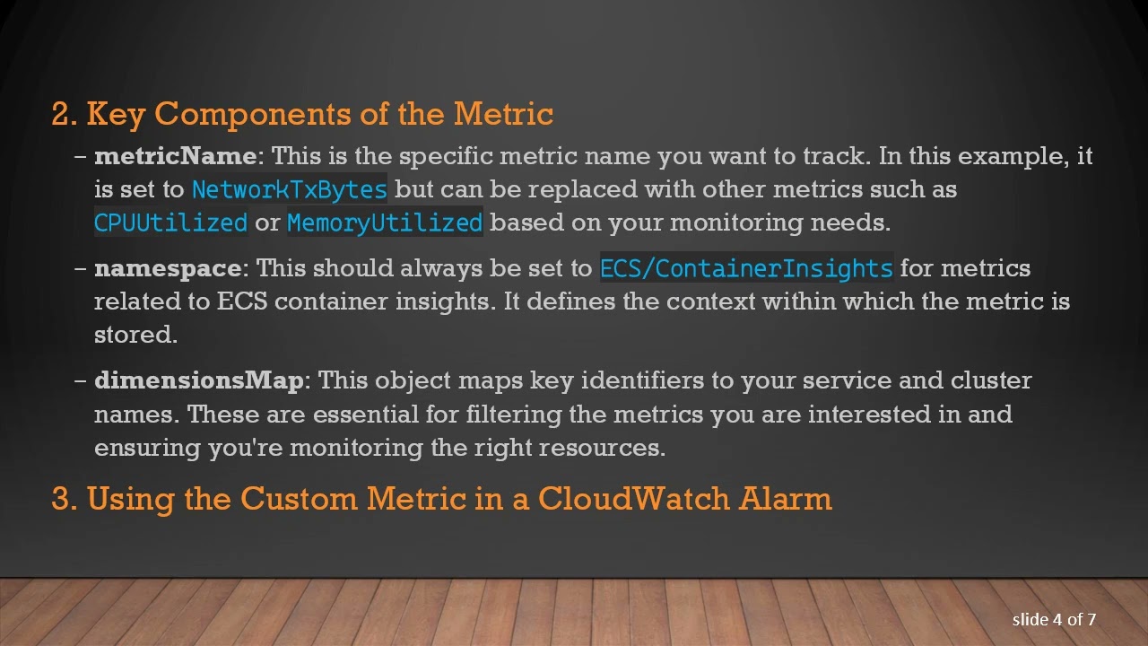 How to Reference a CloudWatch Metric Created by Container Insights for ECS/Fargate