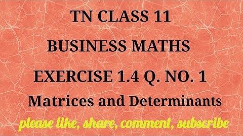 Tn 11business maths |exercise 1.4|q. no.1|state board |Matrices and Determinants |gmrrao maths|