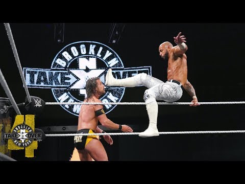 Ricochet's leaping hurricanrana launches Cole off the ring: NXT TakeOver: Brooklyn IV (WWE Network)