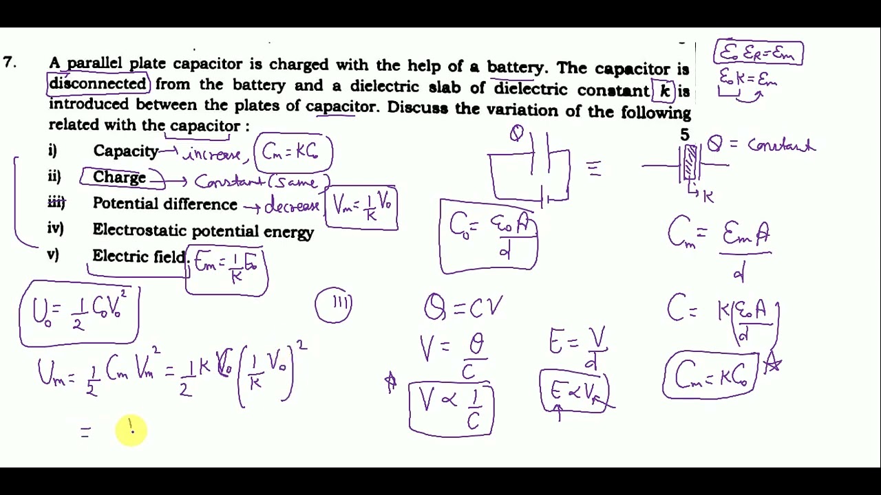 A parallel plate capacitor is charged with the help of a battery. The capacitor is disconnected from