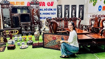 Đồ Xưa Cũ 5/11 Mỹ Ngân rao bán - Bộ Bàn Cẩm Lai, Tủ Trưng Bày, Đèn Dầu, Gốm Sứ, Tranh Sơn Dầu