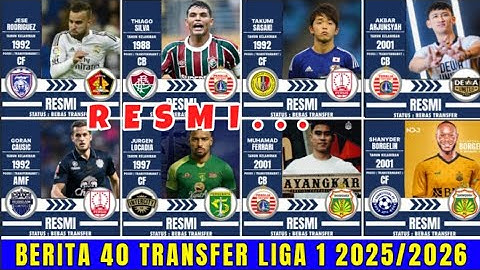 NEWS 40 "OFFICIAL" TRANSFERS OF LEAGUE 1 2025/2026 | PERSIJA - PERSIS SOLO - PERSIK KEDIRI - PERSIB