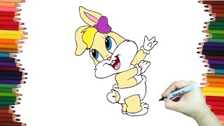 Como dibujar a LOLA BUNNY de baby looney tunes paso a paso y muy facil