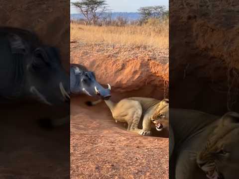 INCREDIBLE MOMENT LION VS WARTHOG
