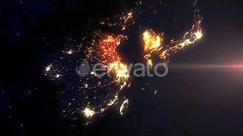 Realistic Earth Zoom In Night Lights Clouds China Shangai | Motion Graphics - Envato elements