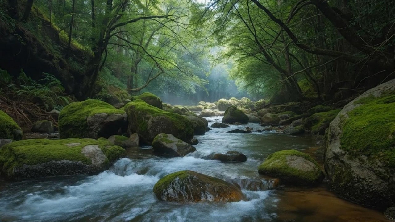 Tropical Rainforest River 🏞️ Crystal Clear Water & Nature Soundscape for Sleep