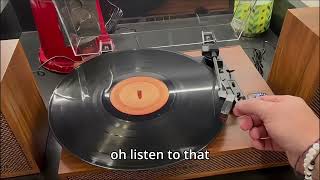 Vintage Vinyl Record Player with External Stereo Speakers, 3 Speed Belt Drive Turntable with Bluetoo