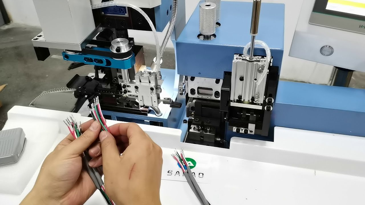 Automatic multi core wire stripping and crimping machine - YouTube